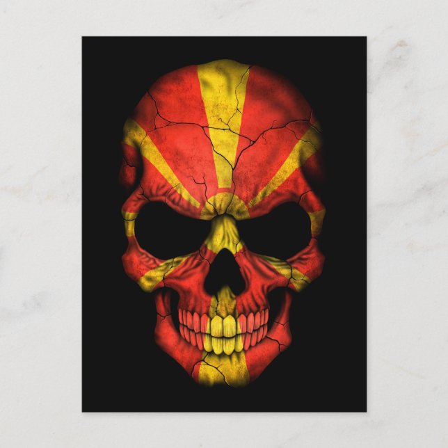 Postal El cráneo de la bandera macedonia en negro (Anverso)
