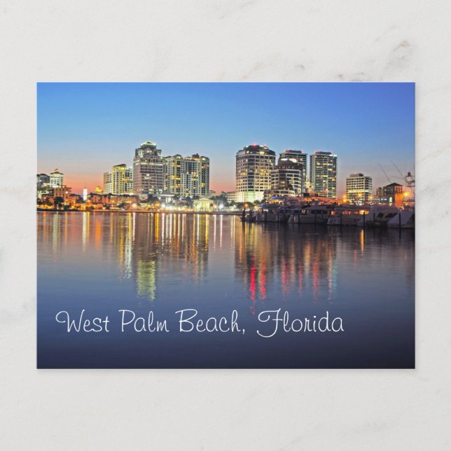 Postal El crepúsculo cae sobre West Palm Beach Florida (Anverso)