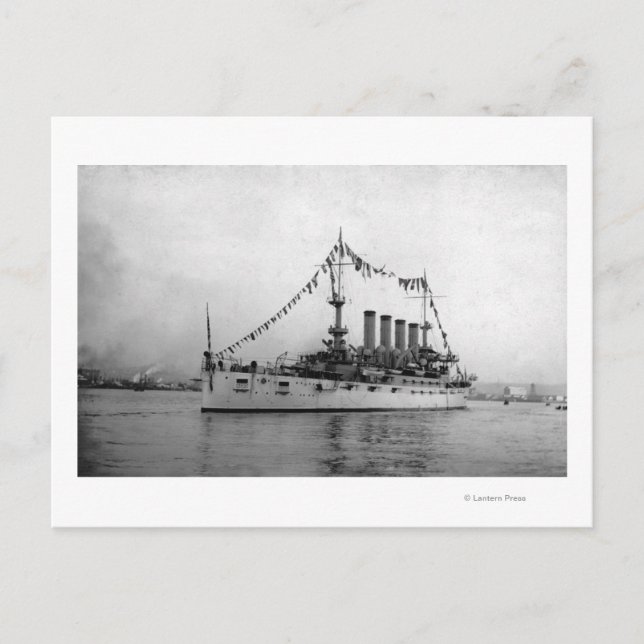 Postal El crucero Washington anclado en el puerto de Seat (Anverso)
