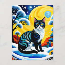 Postal El cuadro "Cat" es un vino frío y elegante