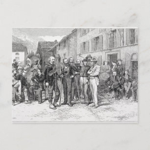 Postal El cuarto de club de Zermatt en 1864, "de la