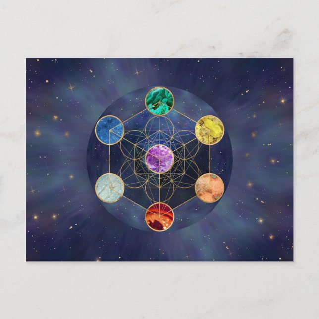 Postal El cubo de Chakras de Metatron es una geometría sa (Anverso)