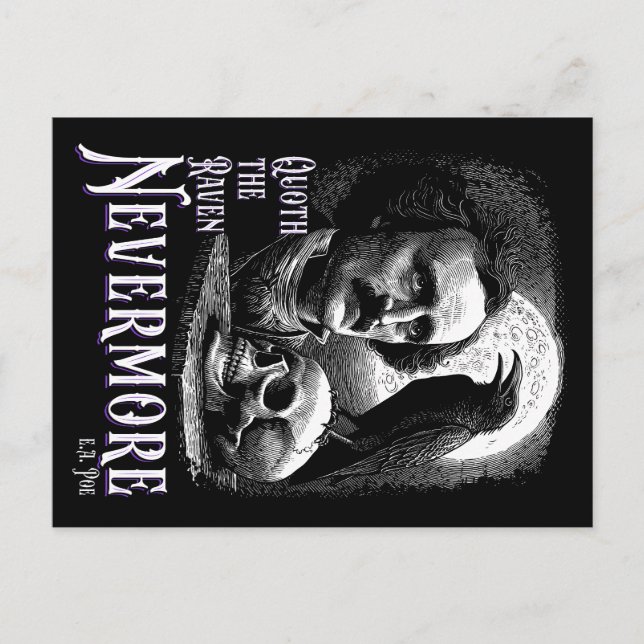 Postal El Cuervo de Edgar Allan Poe Nunca Más (Anverso)