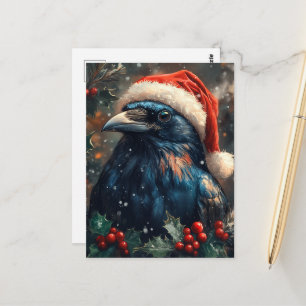 Postal El cuervo de Navidad adorable