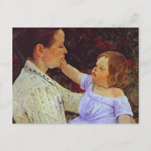 Postal El cuidado del niño. 1890, Mary Cassatt