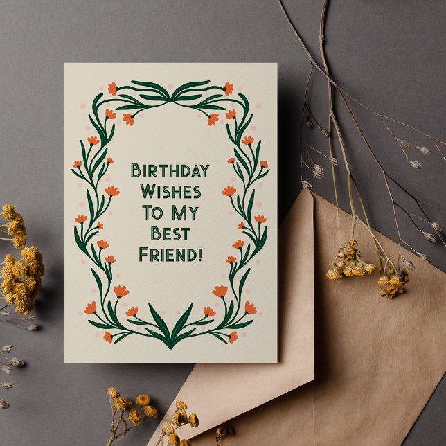 Postal El cumpleaños desea un marco floral elegante (Subido por el creador)