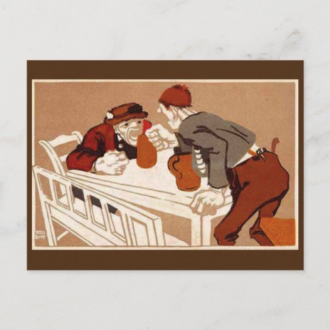 Postal "El debate de la cerveza" por Otto Kopp Postcard (Anverso)
