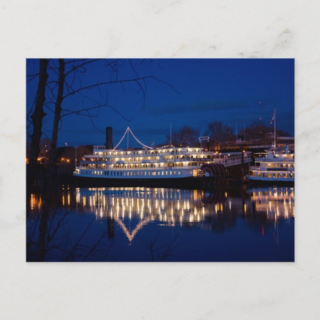 Postal El Delta King de noche - Sacramento, CA (Anverso)