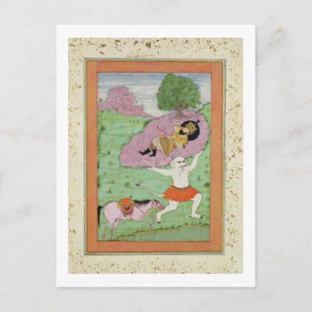 Postal El Demonio Blanco llevando el Rustam dormido, (Anverso)