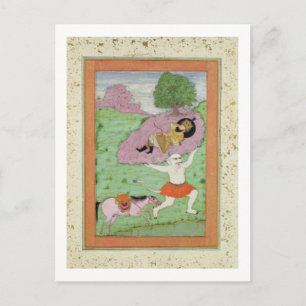 Postal El Demonio Blanco llevando el Rustam dormido,