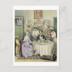 Postal El desayuno, plato 3 de "Anglo Indians", engra