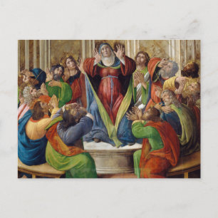 Postal El descenso del Espíritu Santo por Botticelli