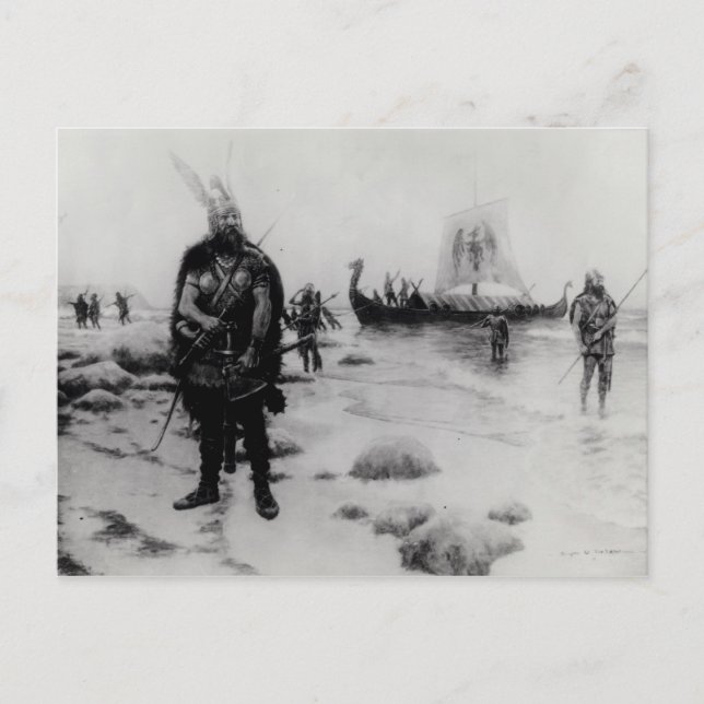 Postal El descubrimiento de Estados Unidos por Leif Eriks (Anverso)