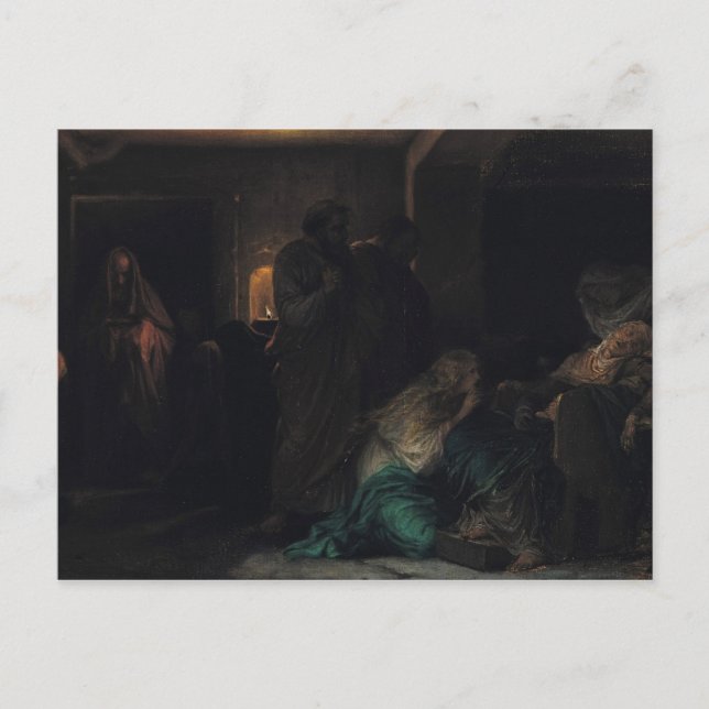 Postal El desmayo de la Virgen, 1856 (Anverso)