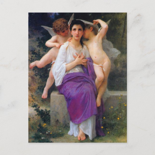 Postal El despertar del corazón por Bouguereau (Anverso)