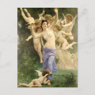 Postal El despertar del corazón por Bouguereau