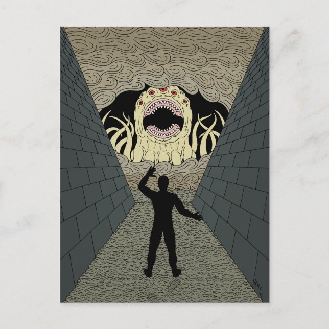 Postal El Devorador Viene Arte de Terror Extraño (Anverso)