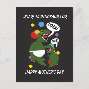 Postal El Día de la Madre divertido de los dinosaurios ro