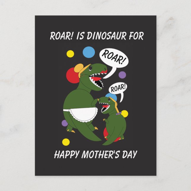 Postal El Día de la Madre divertido de los dinosaurios ro (Anverso)