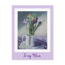 El día de la madre flores púrpura vintage pintando