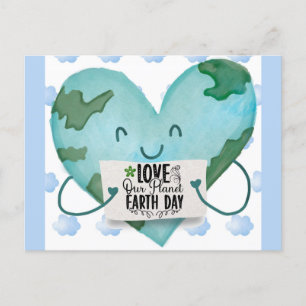 Postal El Día de la Tierra Cuta Ama Nuestro Corazón Plane