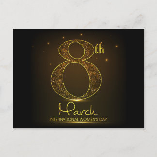 Postal El día de las mujeres en negro y oro