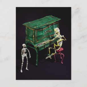 Postal El Día de los Muertos como músicos