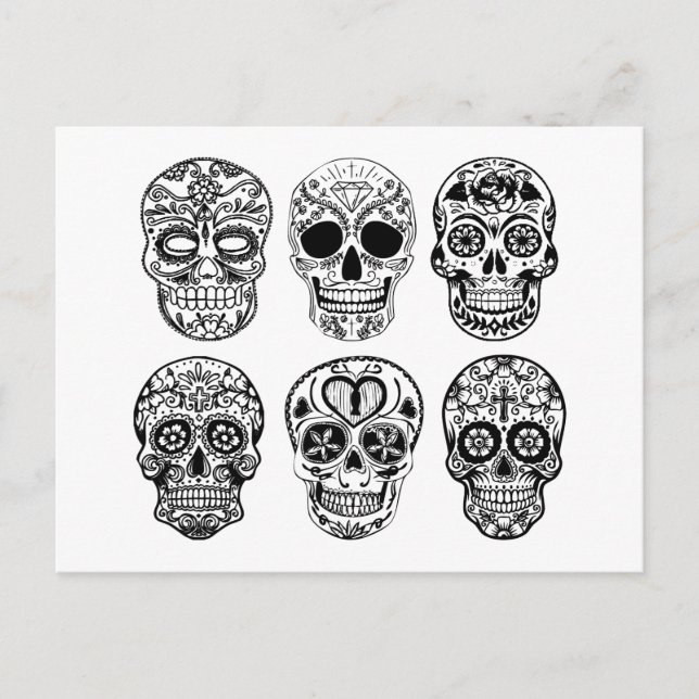 Postal El Día de los Muertos Skulls (Día de los Muertos) (Anverso)