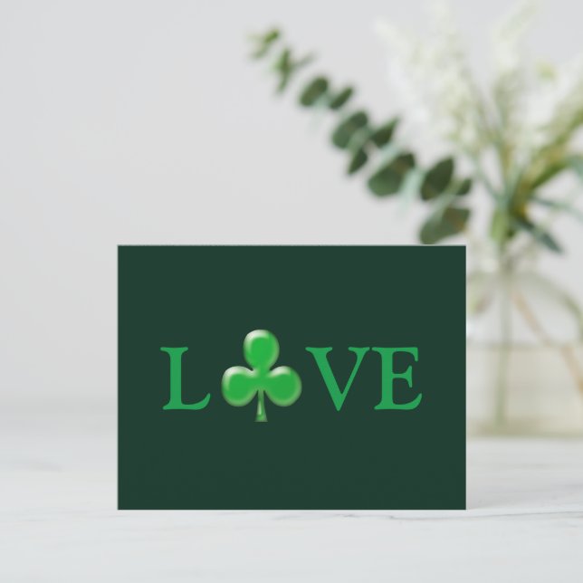 Postal El Día de San Patricio Ama el Chamante Verde (Anverso de pie)