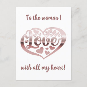 Postal El día de San Valentín amor corazón rosa oro blanc