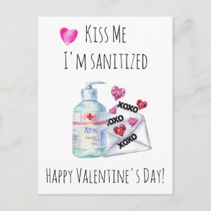 Postal El día de San Valentín Bésame estoy en cuarentena 