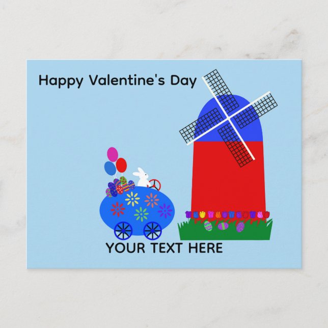 Postal El día de San Valentín Bunny Egg Car #4 Postcard (Anverso)