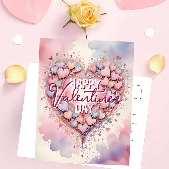 Postal El día de San Valentín caprichoso Pastel Watercolo (Subido por el creador)
