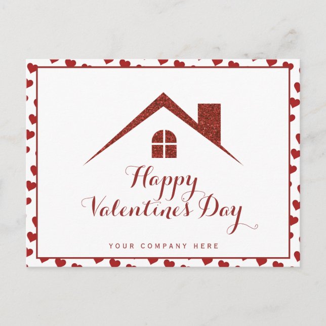 Postal El día de San Valentín Casa Inmobiliaria Corazón (Anverso)