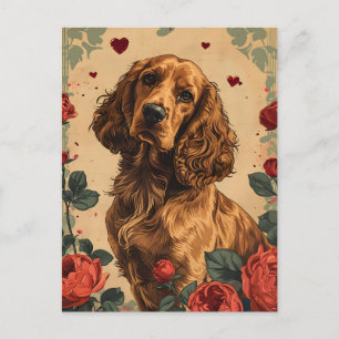 Postal El día de San Valentín Cocker Spaniel Vintage