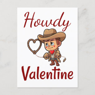 Postal El día de San Valentín Cowboy "Howdy Valentine"