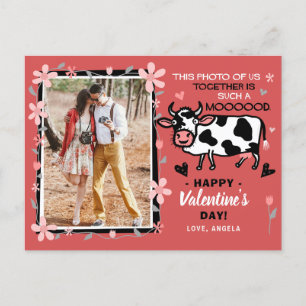 Postal el día de San Valentín Cute Cow Personalizado Pare