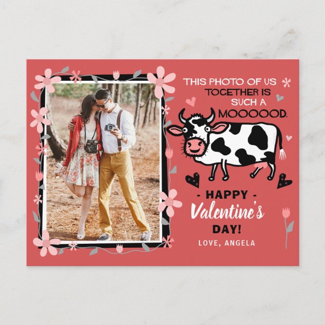 Postal El día de San Valentín Cute Cow Personalizado Pare (Anverso)