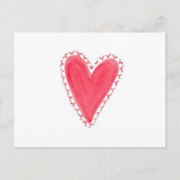 Postal El día de San Valentín de acuarela pintada con la