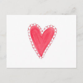 Postal El día de San Valentín de acuarela pintada con la