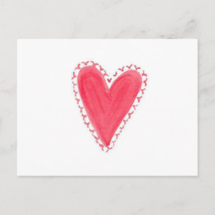 Postal El día de San Valentín de acuarela pintada con la