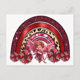 Postal El día de San Valentín de arco iris cupido amor fl