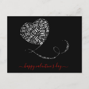 Postal El día de San Valentín de arte de palabras de glob