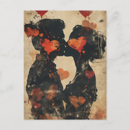 Postal El día de San Valentín de besar a la pareja