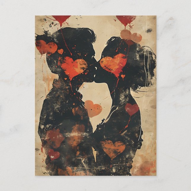Postal El día de San Valentín de besar a la pareja (Anverso)