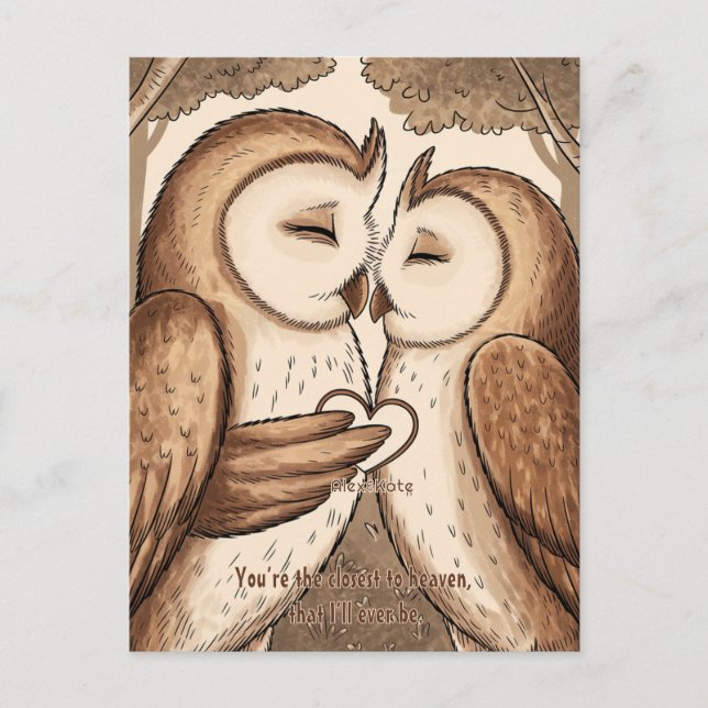 Postal El día de San Valentín de Búho Cute (Anverso)