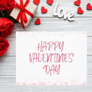 Postal El día de San Valentín de Corazón de Acuarela Rosa