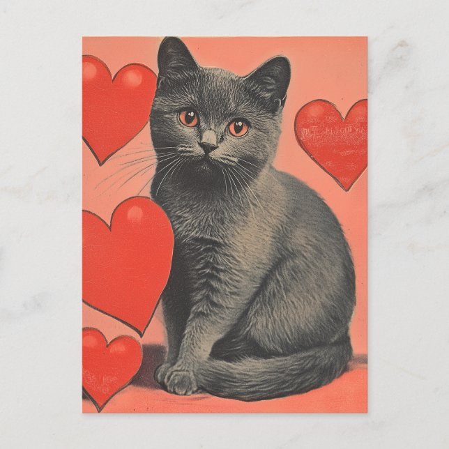 Postal El día de San Valentín de cosecha de chartreux (Anverso)