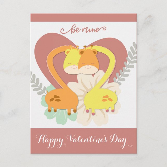 Postal El día de San Valentín de Cute Giraffe (Anverso)