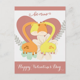 Postal El día de San Valentín de Cute Giraffe